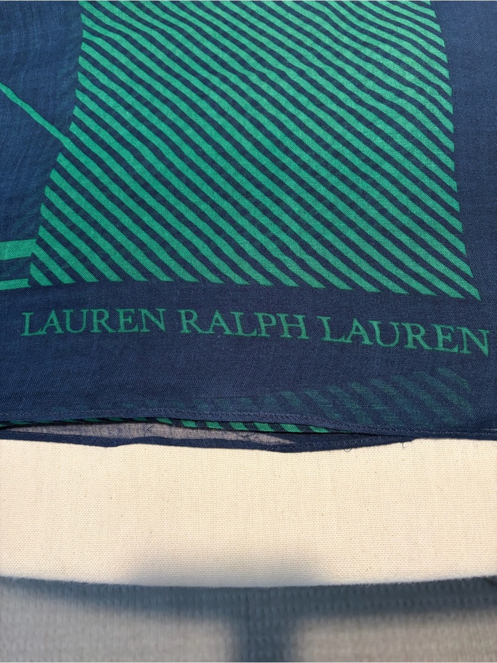 Lauren Ralph Lauren Navy and Green Striped Women’s Scarf